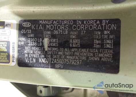 2013 Kia Soul from USA, damaged, VIN KNDJT2A56D7579297